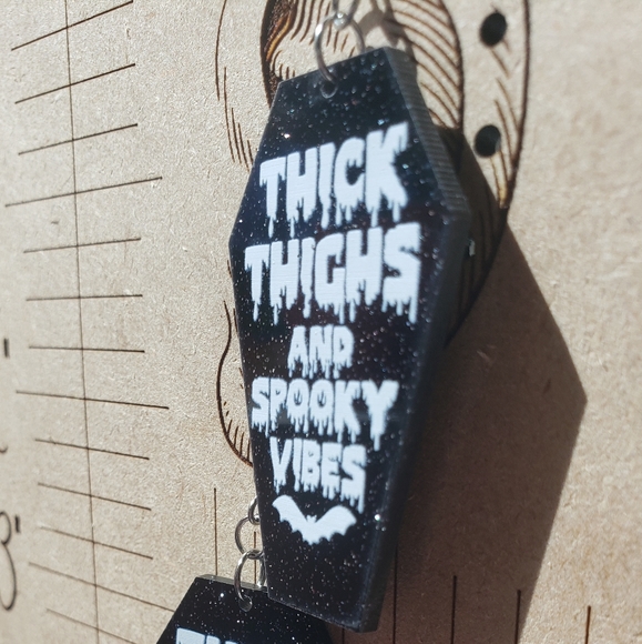 🦇 Thick Thighs and Spooky Vibes earrings - Picture 5 of 5